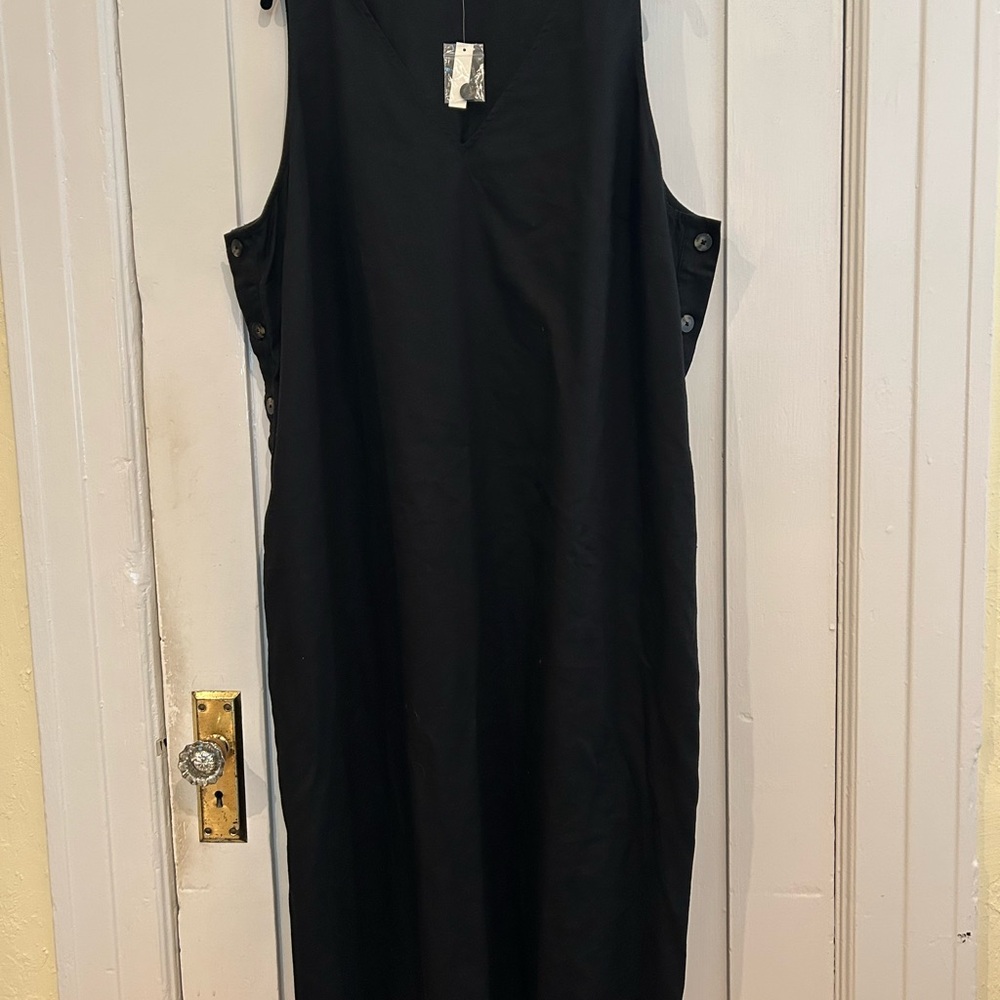 Madewell Elegant Black Sleeveless Linen Dress
